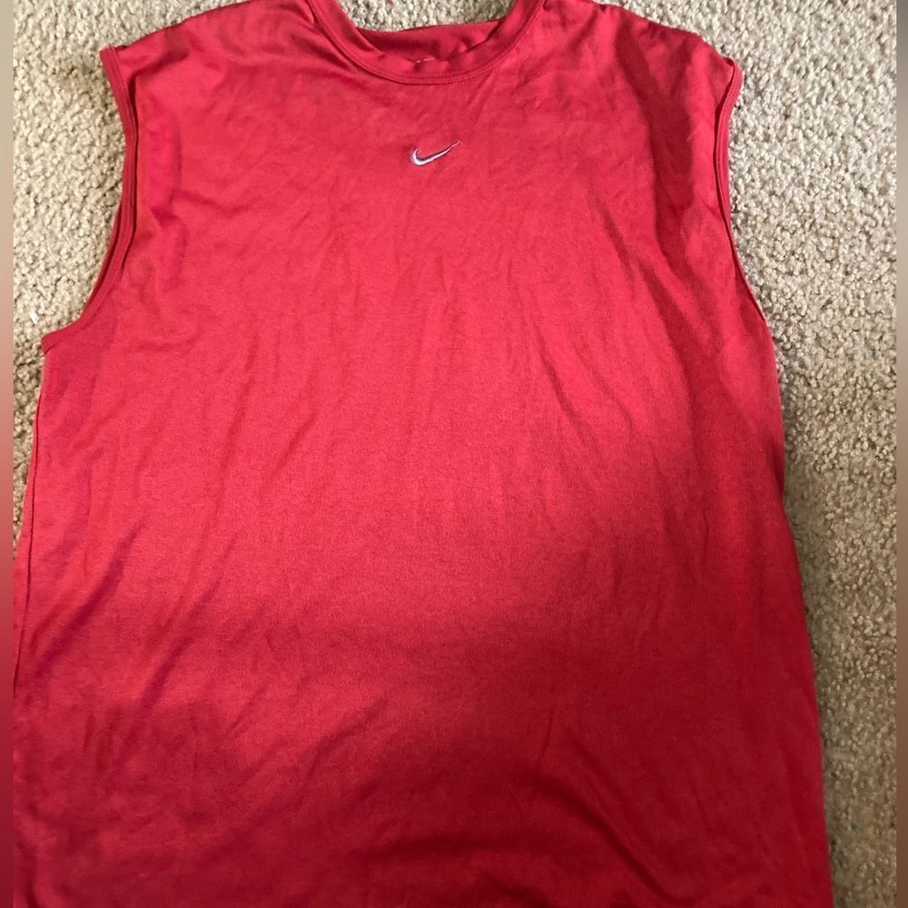 Mens Red Nike FitDry Athletic Tank Top